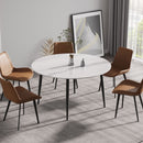 Modern Man-Made Stone Round Metal Dining Table-Position For 6 People by Unique Piece Furniture