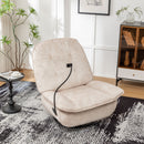 Modern Swivel Gliding Recliner Chair With Rocking Function And Phone Holder, Large Comfortable