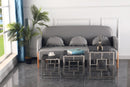 3 Pieces Silver Square Nesting Glass End Tables- Small Coffee Table Set- Stainless Steel End Tables with Dark Gray Tempered Glass- 18" Modern Minimalist Small Coffee Tables for Living Room