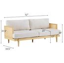 Emir 72" Square Arm 3-Seater Boucle Sofa with Cane Rattan and Wooden Frame by HouseOfZazla