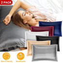 2 Pack Soft Silky Satin Pillow Case Hypoallergenic Breathable Bed Pillow Cover Queen Size Pillowcase Great for Hair Skin