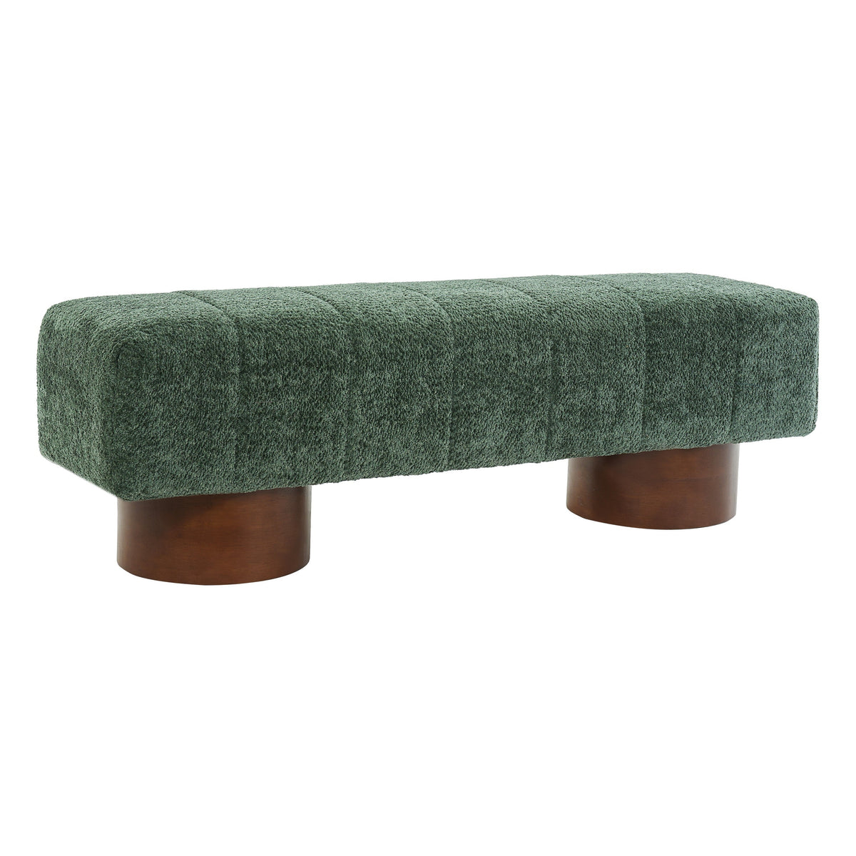 Green Boucle Upholstered Indoor Dining Bench, photo 7 of 10