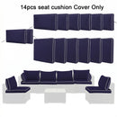 Cushion Covers for 7-Piece (6-Seaters) Wicker Rattan Sectional Sofa - Navy Blue by HouseOfZazla