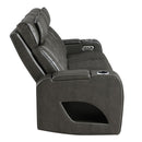 Taddeo - Power Motion Sofa With Power Headrest, USB, Wireless Charger, LED & Reading Light - Dark Gray
