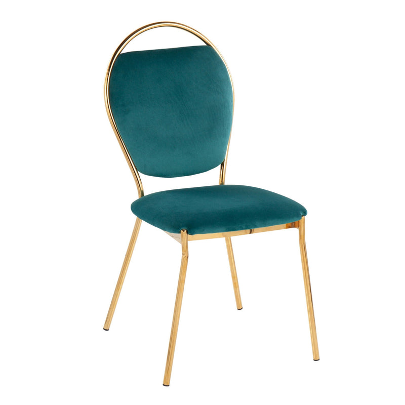 Keyhole - Contemporay / Glam Dining Chair (Set of 2) - Gold / Green, photo 3 of 4