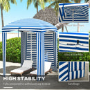 5.9' x 5.9' Portable Beach Umbrella, Ruffled Outdoor Cabana with Walls, Vents, Sandbags, Carry Bag, Blue & White Stripe