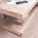 Rustic Solid Wood Coffee Table With Open Shelf, Modern Farmhouse Design - Light Natural / Natural by HouseOfZazla