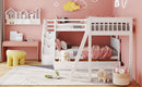 Solid L Shaped Bunk Bed With 3 Drawers, Ladder And Staircase