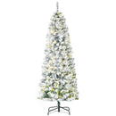 HOMCOM 6ft Pre-Lit Snow-Flocked Slim Douglas Fir Christmas Tree