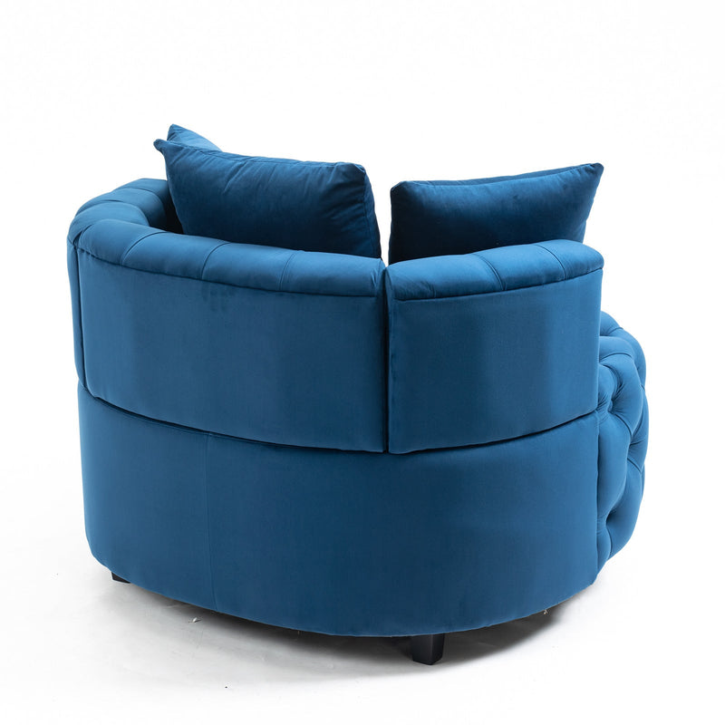 Accent Chair / Classical Barrel Chair for living room / Modern Leisure Sofa Chair (Blue)