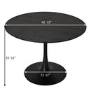 42.13"Modern Round Dining Table,Four Patchwork Tabletops with Black Solid Wood Veneer Table Top,Metal Base Dining Table, End Table Leisure Coffee Table