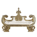 Bernadette - Bench - White Synthetic Leather Fabric & Gold