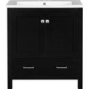 30' Black Bathroom Vanity with Single Sink, Combo Cabinet Undermount Sink, Bathroom Storage Cabinet with 2 Doors and a Drawer, Soft Closing, Multifunctional Storage, Solid Wood Frame