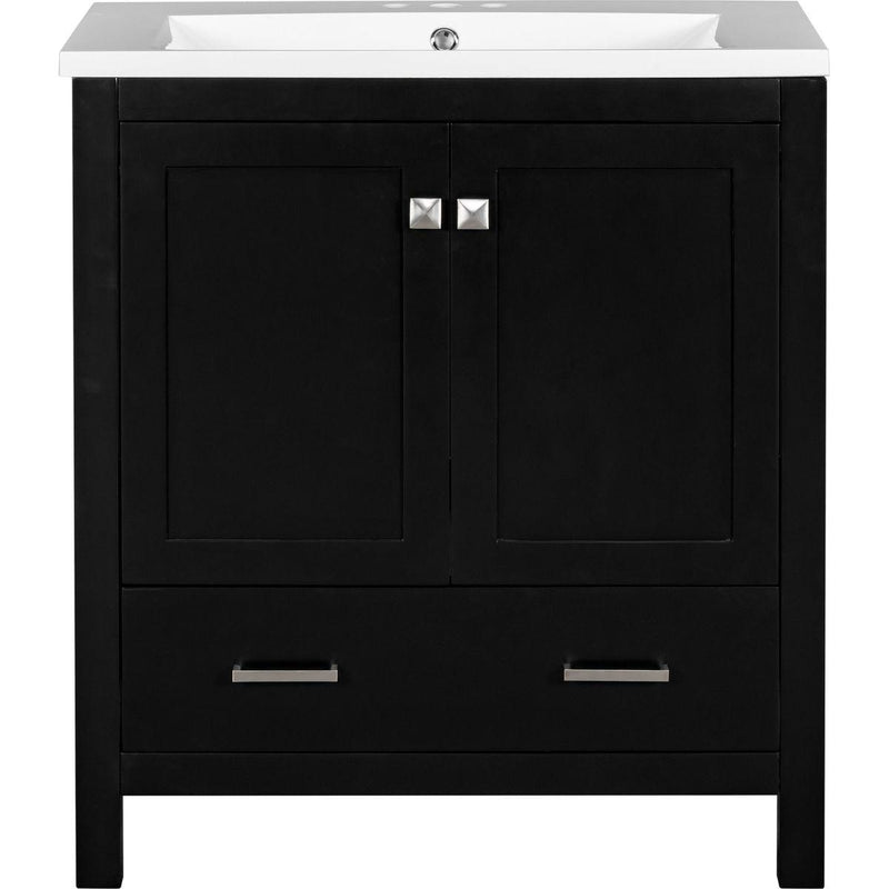 30' Black Bathroom Vanity with Single Sink, Combo Cabinet Undermount Sink, Bathroom Storage Cabinet with 2 Doors and a Drawer, Soft Closing, Multifunctional Storage, Solid Wood Frame