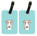 Checkerboard Blue Borzoi Luggage Tag