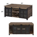 Nineel - Coffee Table - Obscure Glass, Rustic Oak & Black