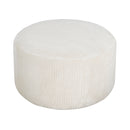 Upholstered Round Ottoman,Beige,Corduroy