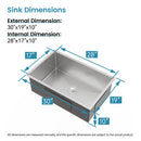 Stainless Steel Kitchen Sink, 30″x19″ Drop In Single Bowl, Undermount Handmade Sink in Brushed Nickel by HouseOfZazla