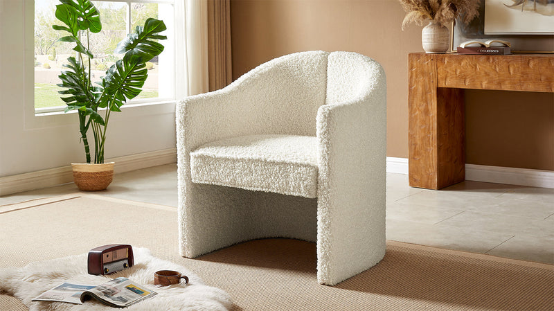 Walker Edison | Minimalist Boucle Curved Design Accent Chair