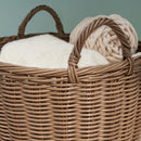 Round Cone Woven Resin Wicker Basket With Handles For Versatile Storage - Walnut Brown by HouseOfZazla
