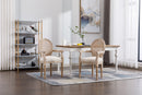 French Vintage Upholstered Fabric Dining Armchair (Set of 2) - Beige by HouseOfZazla