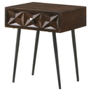 Gibson - Coffee 1 Drawer Rectangular Side Table With Angled Legs - Coffee by HouseOfZazla