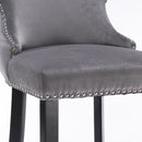 Contemporary Upholstered Wing-Back Barstools With Button Tufted Decoration And Wooden Legs, And Nailhead Trim, Leisure Style Bar Chairs, Bar Stools (Set of 2) by Unique Piece Furniture