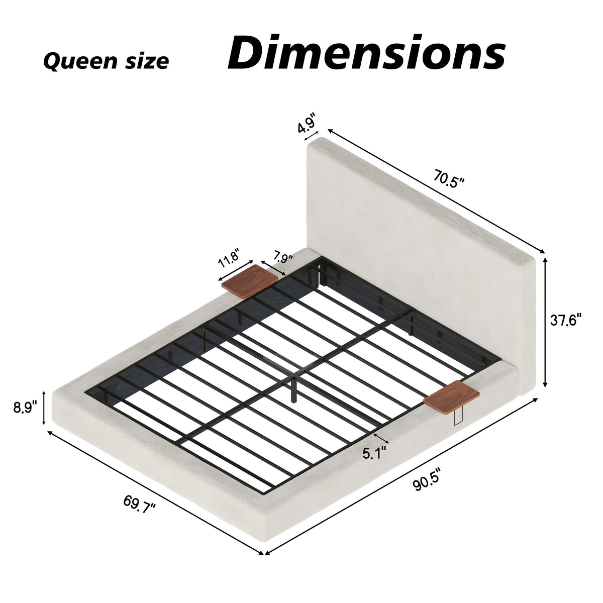 AirFrame Queen Bed Frame with Adjustable Sliding Side Table, photo 8 of 10