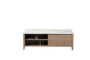 47 Inch Modern Farmhouse Double Drawer Coffee Table for Living Room or Office, Tobacco Wood and White Marble