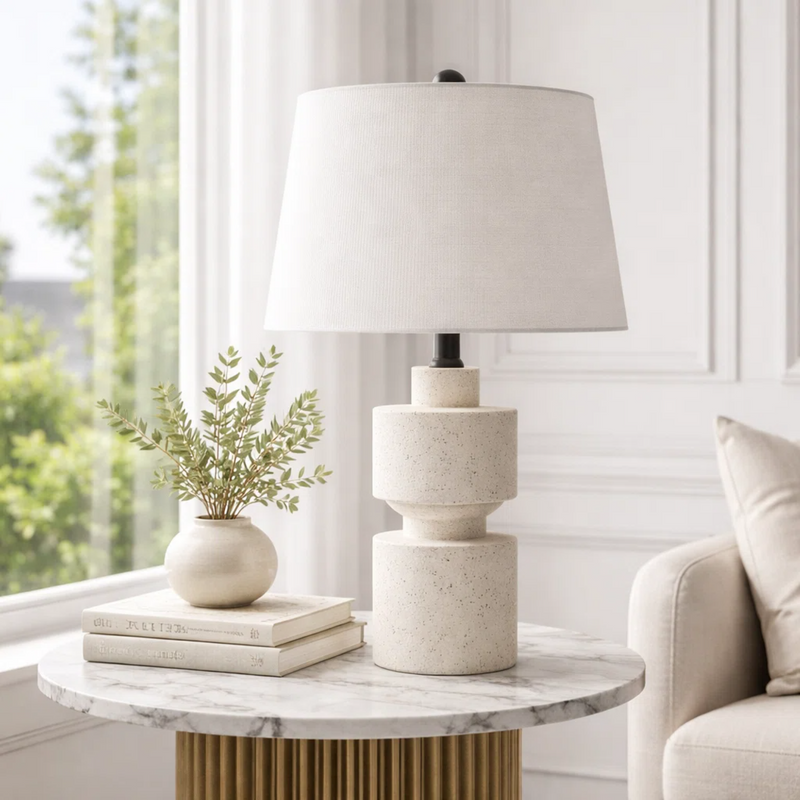 24.5-Inch Modern Farmhouse Table Lamp, Beige Resin, photo 10 of 10