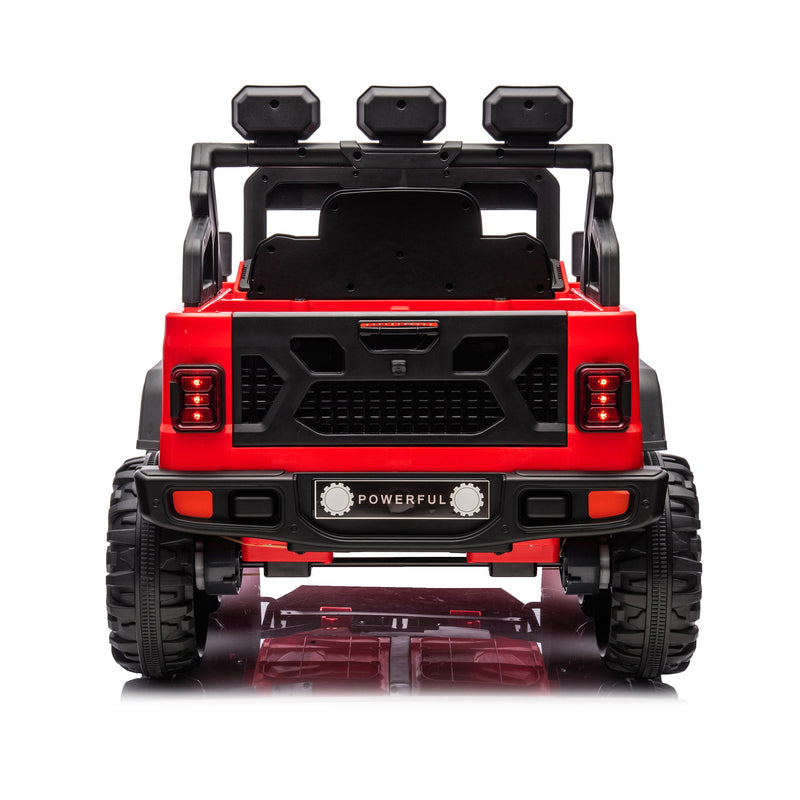 24V Ride On Large PickUp Truck car for Kids,ride On 4WD Toys with Remote Control,Parents Can Assist in Driving,Bluetooth music version,Pickup truck design with spacious storage in the rear.