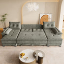U-Shaped Sleeper Sofa With Pull Out Bed, Removable Armrests & USB Ports For Living Room