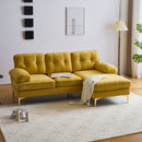 83" Modern Sectional Sofas Couches Velvet L-Shaped Couches for Living Room, Bedroom, Yellow