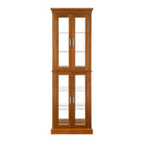 Lighted Curio Cabinet With Adjustable Shelves and Mirrored Back Panel