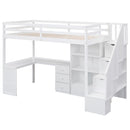 Loft Bed With L Shaped Desk, Drawers, Cabinet, And Storage Staircase by HouseOfZazla