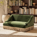 Duchess 33' Medium Princess Pet Bed Sofa with Fringe Skirt, Olive Green Velvet