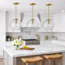 Gleam - Single Light Pendant Lamp With Clear Globe Satin - Antique Brass / Clear / Gold by HouseOfZazla