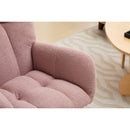 Modern Nursery Rocking Chair Upholstered Glider Chair with High Backrest Rocker Accent Armchair with Solid Wood Legs for Nursery Bedroom Living Room Teddy(Pink)