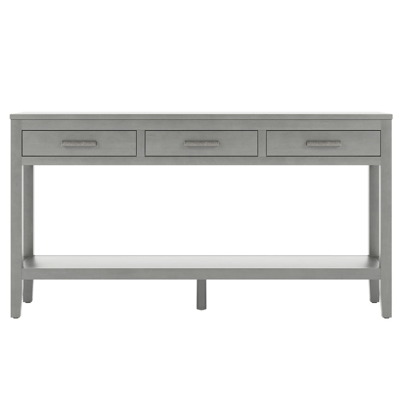 U_STYLE 59.1'' Farmhouse Entryway Table with 3 Drawers, photo 9 of 10
