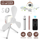Rechargeable Tent Ceiling Fan with LED Light & Remote