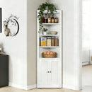 Tall Corner Storage Cabinet With 2 Doors, 5-Tier With Adjustable Shelves, Freestanding - White by Unique Piece Furniture