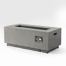 Propane Gas Fire Pit Table, 50000 Btu Rectangular With Glass Wind Guard For Outside - Gray
