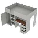 Loft Bed With Built In Wardrobe, Desk, Shelves, And Drawers