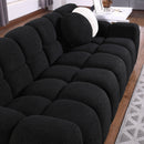 87.4 length, 35.83" deepth, human body structure for USA people, marshmallow sofa,boucle sofa, 3 seater, black BOUCLE