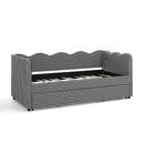 Gingham Daybed With USB Charging Port, Wave Shaped Design