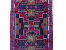 2' 10" X 4' 9" Vintage Handmade Tribal Wool Rug Balouchi Rug Afghan Rug Red Blue