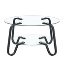Retro Minimalist Style Metal Frame Double Layer Tempered Glass Coffee Table by HouseOfZazla