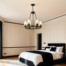 6-Light Black Wagon Wheel Chandelier