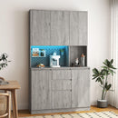 74' Kitchen Pantry Cabinet with Charging Station,Freestanding Buffet Cupboards Sideboard with Drawer,with LED Lights,Modern Pantry Cabinet with Microwave Stand for Kitchen,Living Room,Dinning Room