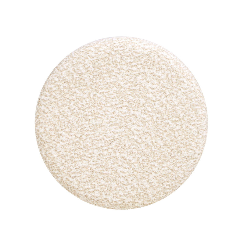 Hampton - Round Upholstered Ottoman With Scalloped Base - Speckled Egg Beige, photo 4 of 7